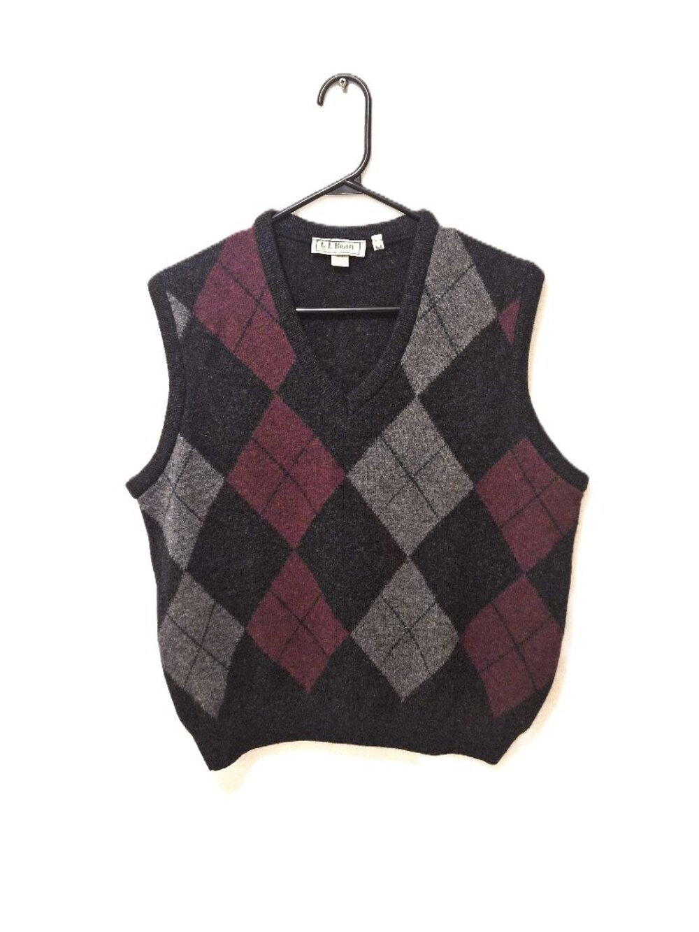 VTG 80s L.L.Bean Argyle Lambswool Vest Dark Academia Preppy Grandpa Twee Grunge